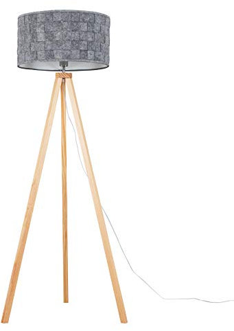 MiniSun | Modern Light Wood Tripod Design Floor Lamp with a Grey Felt Weave Design Cylinder Light Shade | Floor Lamps & Torchieres, Home Décor & Improvement Essential