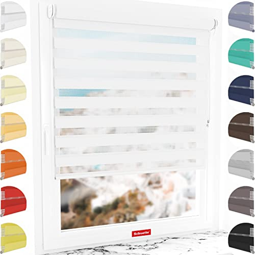 Schuette® Rollo ohne Bohren & mit Bohren 2in1 ● Tag & Nacht Doppelrollo Kollektion: White Snow (Weiß) ● 85 x 230 cm (Breite x Höhe) ● Suprafix Klemmrollo = Klemmfix 2.0 ● 60s Montage mit Video