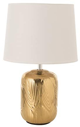 Baroni Home Lampada da Tavolo Lampada da comodino Abat Jour da Comodino Foglie Oro in Ceramica 20X20X37 cm