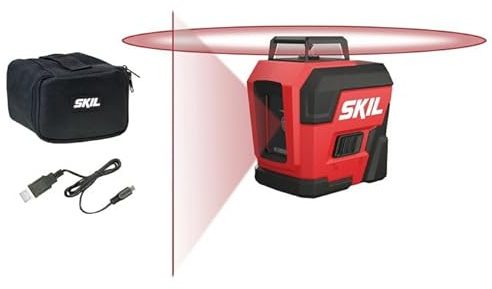 SKIL 1960 DA korslinjelaser (20 m räckvidd, mikro-USB-port, litiumjonbatteri, kompakt design, mjukt grepp, batterikapacitetsdisplay, hantverkare, verktygstillbehör) MT1E1960DA
