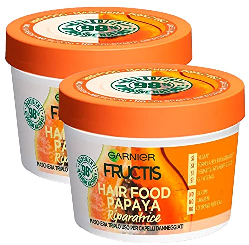 Garnier Fructis Papaya 3-in-1 Lebensmittel-Haarmaske, 2 x 390 ml