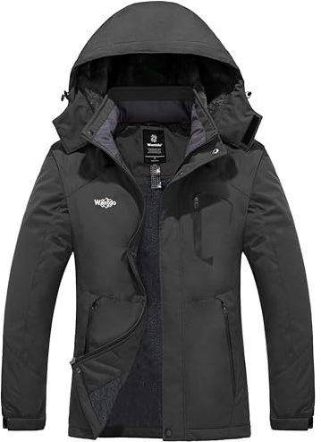 Wantdo Chaqueta de Esquí Mujer Cálida Aislada Vellón Parkas Gris Oscuro XL
