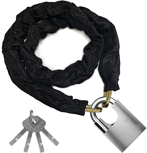 Diyife Bike Lock Heavy Duty, [Reforced Version] [4 Keys] 1m x 6mm Anti-Theft Bike Chain Lock High Security, Weatherproof Bicycle Lock 50mm Padlock for Bike, Motorcycle, Scooter, Door, Gate, Fence