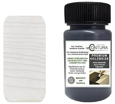 Holzbeize Pinselflasche 50ml. Beizprobe Retuschier Beize Reparaturflasche Holz Tischler Farbe Farbbeize Wasserbeize (Weiß - Lasierend)