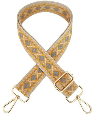 SYSUII Schultergurt für Taschen, Verstellbarer 3.8cm Taschengurt,Taschengurte Zum Wechseln für Männer und Frauen 75-130cm Bunter Längenverstellbarer Taschenriemen Mädchen DIY Zubehör -Gelb