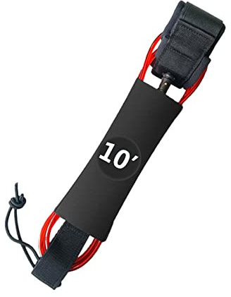harayaa Surfboard Leash, Outdoor SUP Strap TPU Durable Surf Leashes Surfing Leg Foot Rope for Short Boards, Wakeboard, Outdoor, Longboard, Boating, Red, 10ft