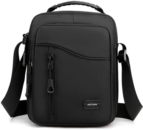 SPAHER Bolso Hombre Bandolera Pequeña, Impermeable Nylon Bandoleras Hombre Bolso de Hombro Crossbody Bag Casual Con Correas de Hombro Ajustables Para Regalo, Viaje, Trabajo