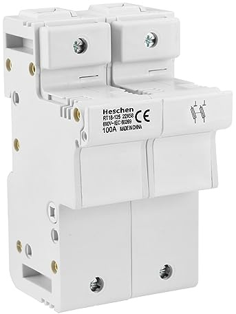 Heschen Zylindrischer Sicherungshalter Sockel, RT18-125(RO17), 100A AC690V, 2-polig, 35mm DIN-Schienenmontage, für RT18 RO17 22 x 58mm Sicherung, CE gelistet