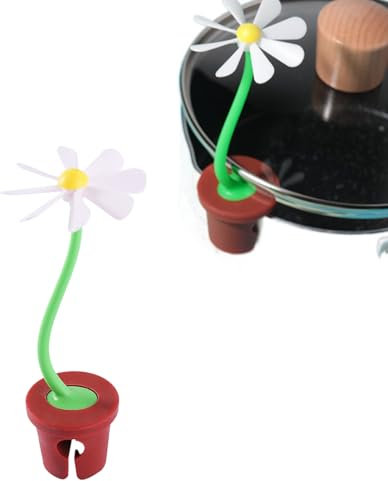 SYFUNLV Elevador de tapa a prueba de fugas, soporte para tapa de olla a prueba de fugas, 2,5 x 13,5 cm, soporte para tapa de olla de margaritas, soporte para tapa de olla, que protege la olla de la