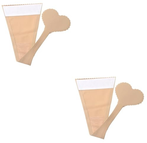 WRITWAA 2 Stück Damen-Tangas Aus Unsichtbarer Spitze In Nude Einteilige C-Linien-Hose Lustiger Unterwäsche-Tanga Selbstklebend Ohne Höschenlinie Herzförmiger Trägerloser C-String-Tanga
