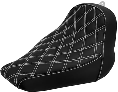 HDBUBALUS Coussin de siège de Moto Solo en Cuir Diamant Compatible avec Harley Breakout Fatboy 2018-2023 (Filetage Blanc)