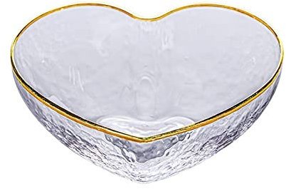 TVSKWMRQ Schüssel, transparente Glasschüssel, herzförmiges Randmuster, Glassalatschüssel, Obst-Dessertschüssel, Geschirrschüsseln