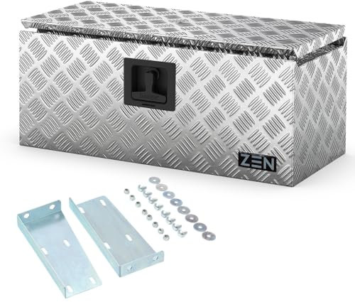 DAKEN Zen 78 Premium Deichselkasten aus Aluminium Riffelblech 2+1 mm mit Nylon Griff Schwarz (Mit Stirnwandhalter, L500xH300xT350)