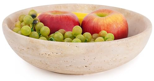 SPESHSTONES Marmor fruktskål för köksbänk 25 cm handgjorda travertingåvor, dekorativ skål för heminredning, godisskål, serveringsskålar för matbord bordsuppsatser dekor
