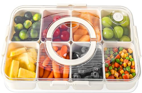 Luxear Vassoio per Snack, Vassoio da Portata in Diviso Riutilizzabile, Contenitori per Snack con 8 Scomparti, Piatto da Portata per Snack, Caramelle, Noci, Biscotti, Frutta, Verdura per Feste, Picnic