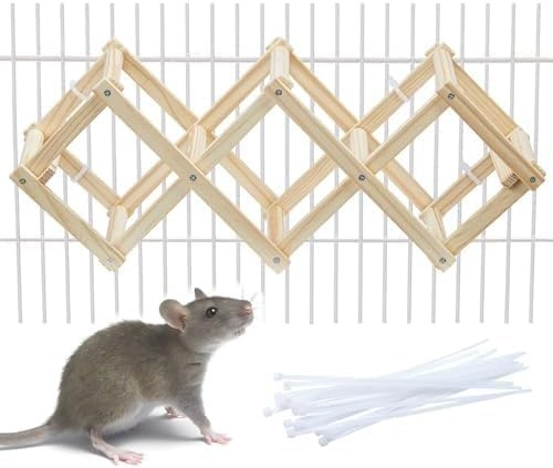 Jevnd Wooden Rat Climbing Toys, Natural Pet Rat Cage Accessories Climbing Ladder, Fancy Rats Enrichment Toy Activities, Hanging Rodent Toys for Pet Rats in Cage Playing Chewing (S, 1pc)