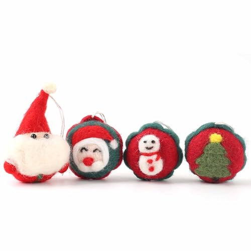 HERZONE 4pcs Weihnachtsbaum Anhänger aus Filz, Weihnachts-Deko Christbaumschmuck Filz Weihnachtsdeko Verzierung für Weihnachtsbaum, Feiertag, Party Deko (Bunte weihnchtsmotive)