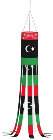 Festlicher Windsack mit libyscher Flagge, Halloween-Geisterdekorationen, ästhetische Herbst-Windsäcke für den Außenbereich