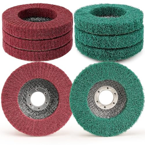 SI FANG 12.5 x 2.2 cm Disque de Ponçage à Lamelles en Fibre de Nylon, Lot de 8 Grit 320/180 Roue de Polissage pour Meuleuse d'angle, Pour le nettoyage, l'ébavurage et l'élimination de la rouille
