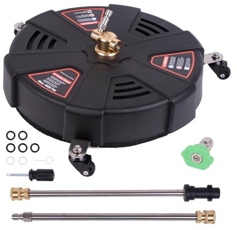 Driveway Power Washer,Pressure Washer Surface Patio Cleaner Compatible,Rotary Surface Cleaner, Attachment Cleaning for Driveways, Patios, Extra 1/4 Connect Nozzle,2 Extension Wands (16in)