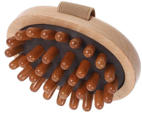 Kopfhautmassagebürste und Bambus mit Gummi für Nacken | Kopfhaut und Büro Zuhause, Sanfte Meridianstimulation, Leicht zu Reinigen, Griffige Handhabung