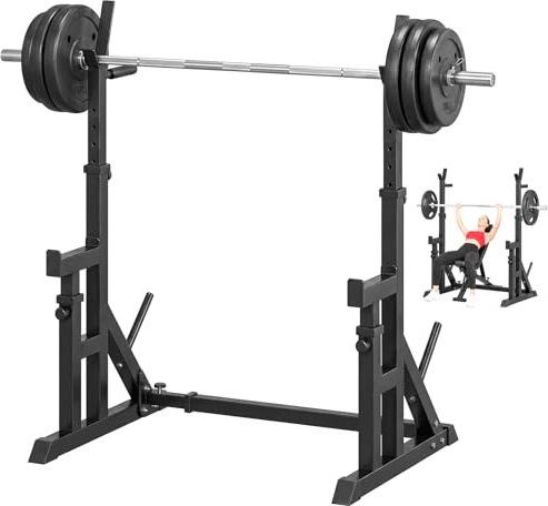 WUDLEP Adjustable Squat Rack, 90-150cm Height, Heavy Duty Barbell Rack