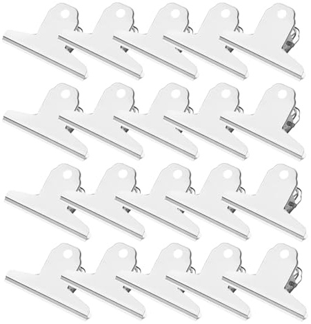 UCFBWO Lot de 20 grandes pinces de fermeture de 75 mm en acier inoxydable - Pinces en métal - Clips de charnière en métal pour sacs, emballages alimentaires, photo, maison, cuisine, bureau