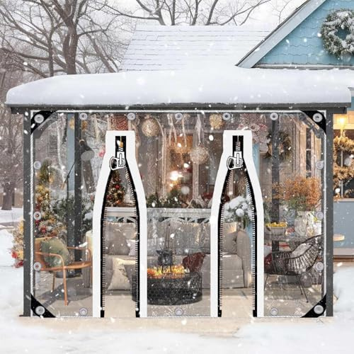Tende Telone Impermeabili Trasparenti,Telo Plastico in Pvc Da 0,5mm Con Occhielli,Pannelli Laterali Telone Trasparente Gazebo,Tende Per Eventi e Tendoni Con Porte a Cerniera