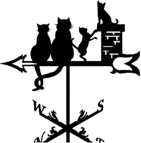 Tubayia Veleta de metal con diseño de gato retro en el techo, diseño de animales, decoración de arte de hierro para granja, cubierta, granja