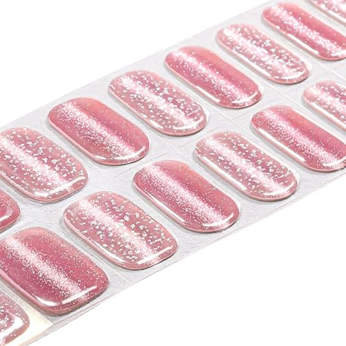 Silk Aura Nagelfolie, Selbstklebende Gel Nagelstreifen, Ohne UV, Glitzer Pink Nagelsticker, Wasserfest & Langanhaltend, Natürliches Maniküre Nageldesign für Finger- & Fußnägel