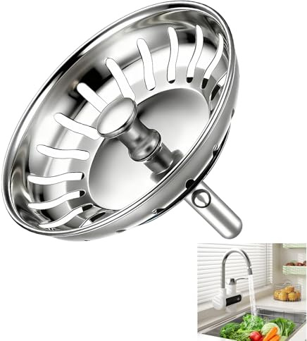 1 Pack 78 mm Kitchen Sink Strainer Plug, Stainless Steel Sink Plug Replacement, Reusable Thicken Sink Strainer for Kitchen Sinks, Anti-Clog Sink for Food/Hair Catcher - Prevent Clogsa, Bad Smells