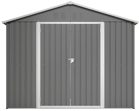 Casetta da giardino in acciaio, 229 x 180 x 191 cm, capanno con porta pieghevole, ventilazione, resistente alle intemperie e chiudibile, antracite, per biciclette