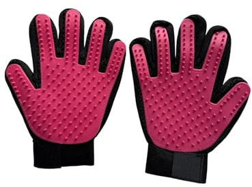 Pet Grooming Gloves for Dogs & Cats – Deshedding Brush Glove for Long & Short Hair, Gentle Massage Mitt, Removes Loose Fur (Pink, Pair)