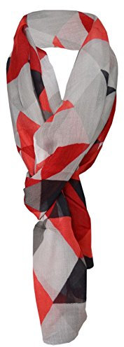 TigerTie Schal in rot weinrot schwarz grau anthrazit gemustert - 100% Modal - 180 x 70 cm