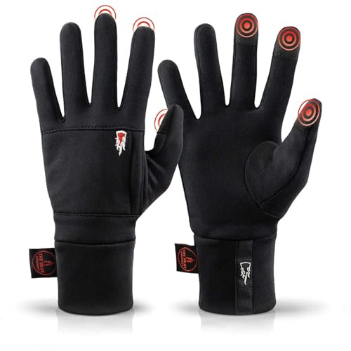 THE HEAT COMPANY – Polartec Liner - Warme Touchscreen Handschuhe für Damen & Herren - Premium Qualität - Winterhandschuhe schwarz - Sporthandschuhe & Laufhandschuhe