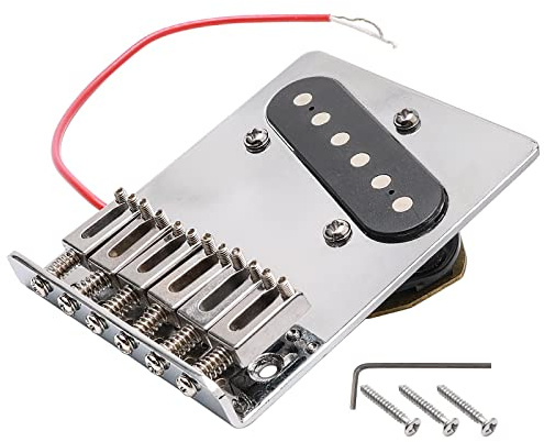 Pxyelec Chrome Electric Guitar Bridge with Pickup for Telecaster Guitar