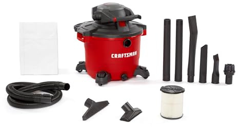CRAFTSMAN CMXEVBE17607 16 Gallon 6.5 Peak HP Wet Dry Vac with Detachable Leaf Blower, Portable Shop Vacuum Wet and Dry with Filter, Dust Bag, Hose and Attachments for Garage, Outdoor Cleaning