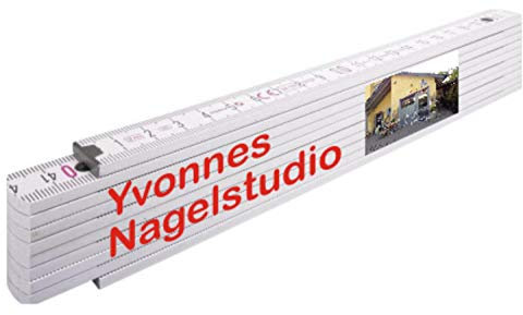 Indula Shopsystem Metro plegable de 2 m con imagen propia, texto I 25 unidades, diseño de escala impreso, escala de escala, regalo personalizado para el Día del Padre