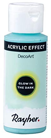 Rayher 35041390 Glow in the dark, lagune, Nachtleuchtfarbe, Flasche 59 ml, für leuchtende Kunst- und DIY-Projekte, strahlt tagsüber intensiv und leuchtet in der Nacht nach, Nightglow Effekt