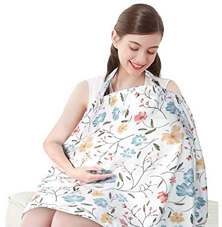 Yoofoss Nursing Cover for Breastfeeding, 100% Cotton Soft Breastfeeding Cover for Infants Babies Nursing Apron Cover for Mother Autumn Winter Breastfeeding (Flowers)