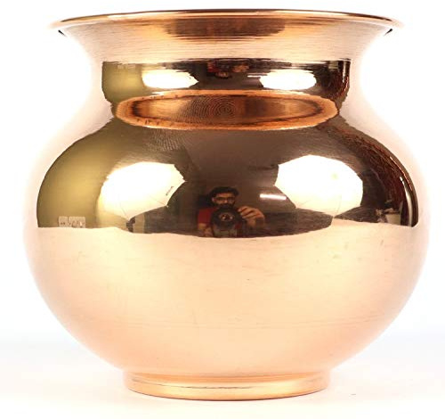 ASHIRWAD Reines Kupfer Lota Kalash Gadvi für Pooja Hindu-Gebet Kalash Arti Puja Topf für neues Zuhause (500 ml)