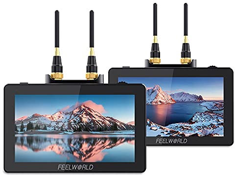 FEELWORLD FT6 FR6 5,5 Zoll DSLR Kamera Feldmonitor Drahtlose Videoübertragung Eingebautes Sender- und Empfängersystem Lange Reichweite 800 Fuß Niedrige Latenz 0,07 s Berühren Sie 3D LUT HDR 4K