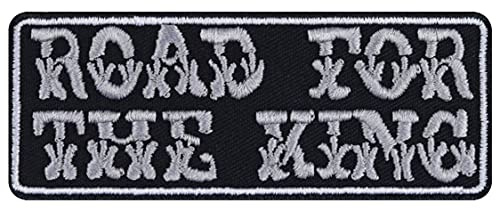 Biker Patch Road for the KING stryka på/stryk på strykbilder motorcyklist presentapplikation för jacka/västar/båt/motorcykelväska | 90 x 35 mm