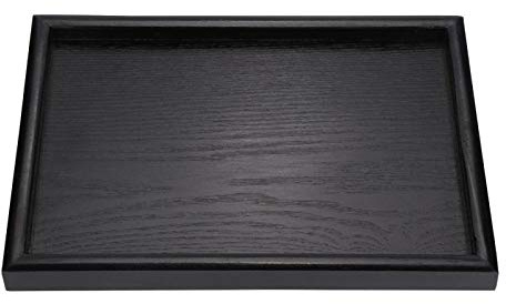 Tyenaza Bandeja Rectangular de Madera Negra Maciza, Plato de Desayuno de té de Frutas para Inicio Hotel Cafe para té, café, Aperitivos (30 * 20 * 2cm)