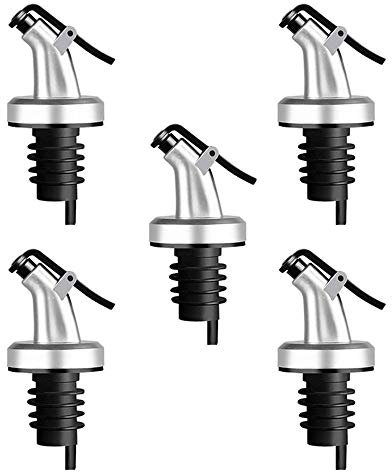 Oil Olive Spouts, Vinegar Bottle Stopper Spout Leakproof Nozzle Dispenser Wine Pourer forOil, Vinegar, Olive, Salad, Wine, Etc (5 pack)