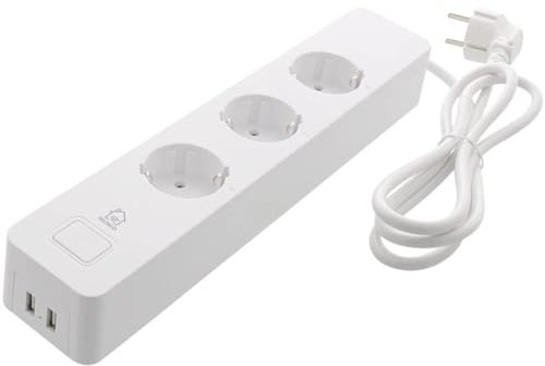 Deltaco 817005 deltaco Smart Home sh-p03usb2 - extensión wi-fi 802.11b/g/n de 2,4 GHz con 3 Puertos USB CEE+ 2, 1,5 Metros - Blanco
