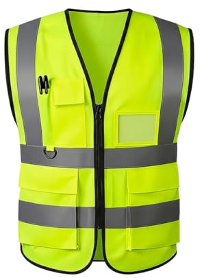 AKEIVN Ciao Vis Gilet per donna uomo alta visibilità riflettente sicurezza gilet con tasche cerniera anteriore soddisfa gli standard ANSI/ISEA