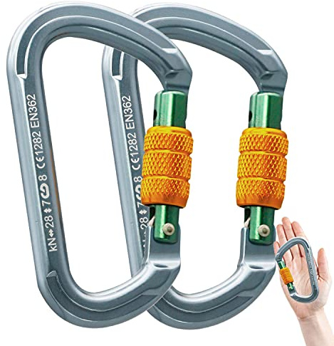 Carabiner Caribeener Clips Heavy Duty Large Alloy Steel D Ring Shape Locking Carabiner for Hammock,Keychain,Outdoor,Camping,Hiking,Dog Leash Harness
