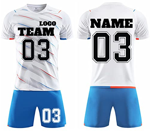 LJYTMZ Personifizieren Fussball Trikot Kinder Erwachsene Hemd & Kurze Set Benutzerdefiniert Trikot Jeder Name Nummer Team Logo fußball Geschenke für Jungs