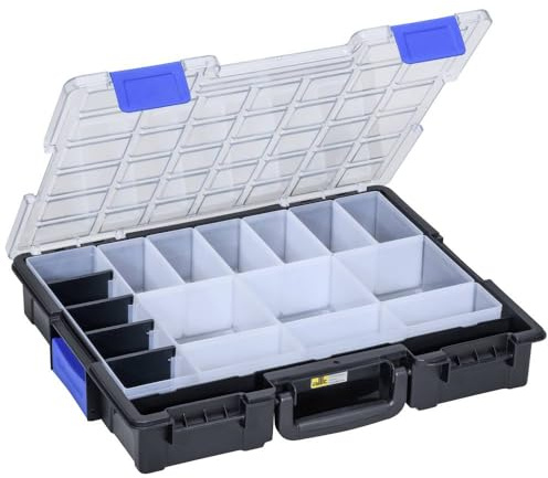 Allit EuroPlus Pro K44.76/19 Aufbewahrungsbox (LxBxH) 440 x 355 x 76 mm Anzahl Fächer:17 Inhalt 1 p | Außen-BxH 355 x 76 mm, schwarz/blau